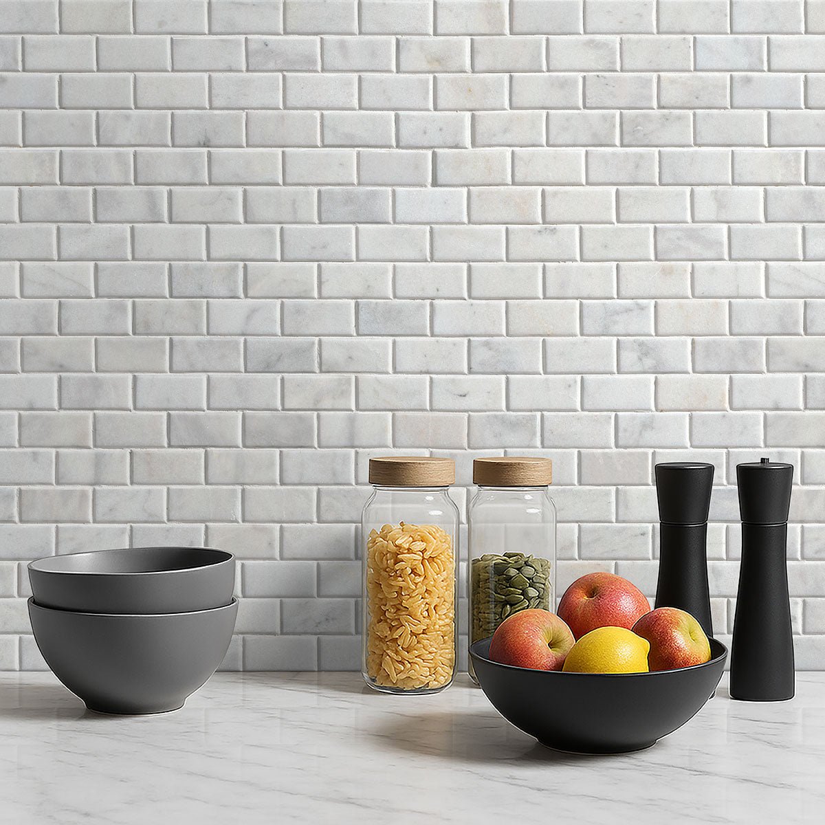 Greecian White Marble MSI Mosaic Tiles 12" X 12" Beveled Subway Pattern MSI - Zicana Boutique - 2