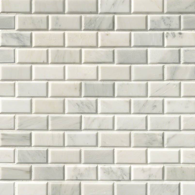 Greecian White Marble MSI Mosaic Tiles 12" X 12" Beveled Subway Pattern MSI - Zicana Boutique - 3