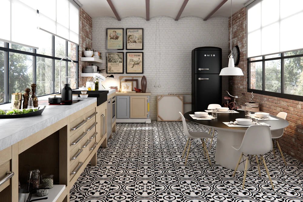 Hydraulic Black Tile Artistic Tile - Zicana Boutique - 3