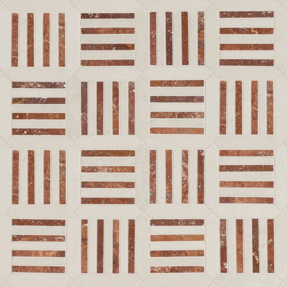 Interlace Red Travertine Mosaic Zicana Boutique - Zicana Boutique - 1