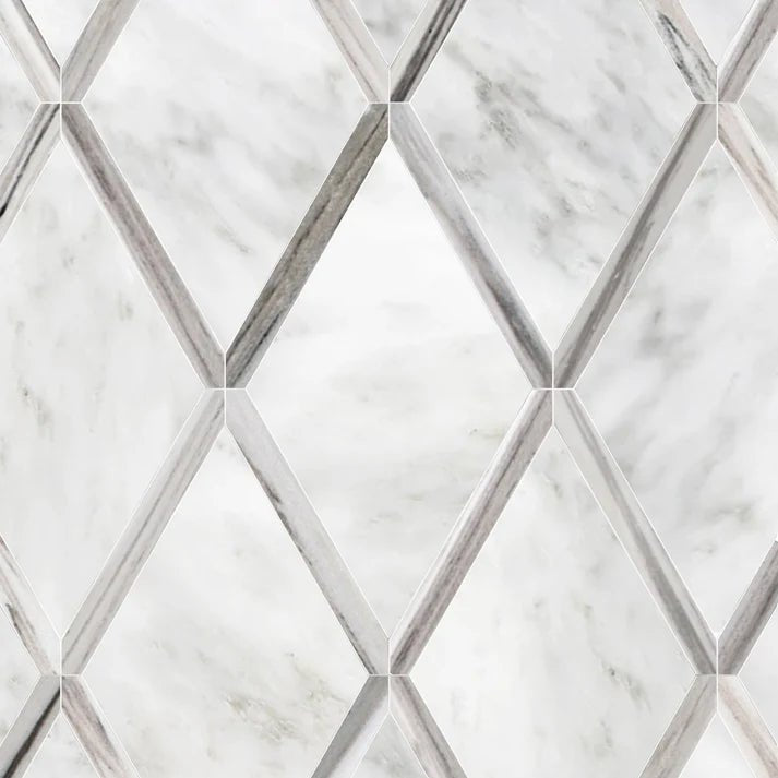 Juvalis Bianco Diamond Marble Waterjet Mosaic Zicana Boutique - Zicana Boutique - 1