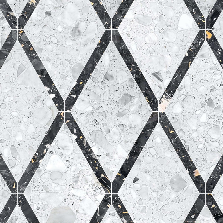 Juvalis Nero Diamond Terrazo Waterjet Mosaic Zicana Boutique - Zicana Boutique - 1