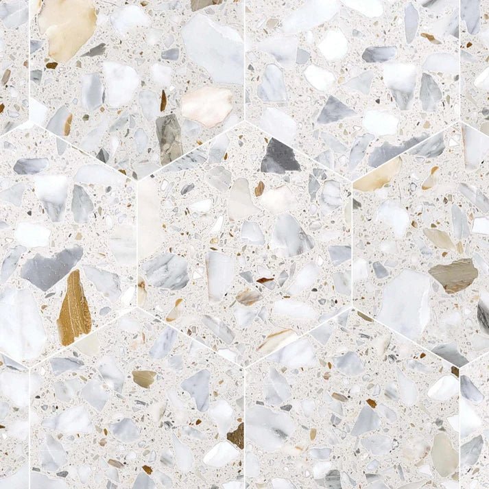Latte Honed Terrazzo 10 1/2'' Hexagon Zicana Boutique - Zicana Boutique - 1