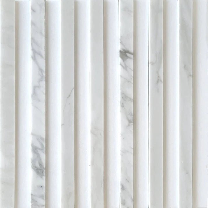 Linear Groove Calacatta & Thassos Dimensional Marble Mosaic Zicana Boutique - Zicana Boutique - 1