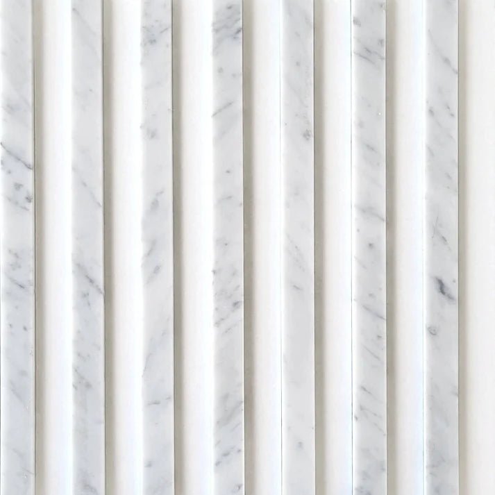 Linear Groove Carrara & Thassos Dimensional Marble Mosaic Zicana Boutique - Zicana Boutique - 1
