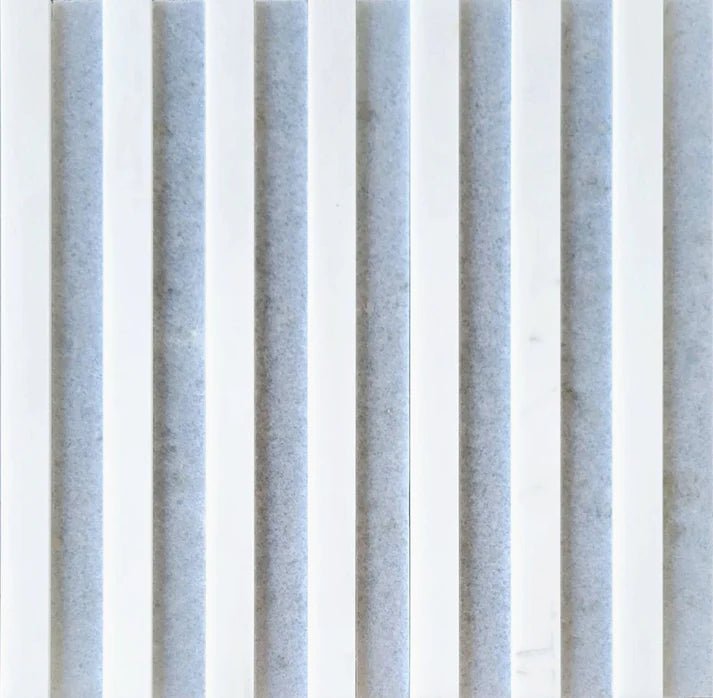 Linear Groove Dolomite & Blue Celest Dimensional Marble Mosaic Zicana Boutique - Zicana Boutique - 1