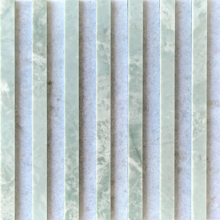 Linear Groove Emerald Green & Blue Celest Dimensional Marble Mosaic Zicana Boutique - Zicana Boutique - 1