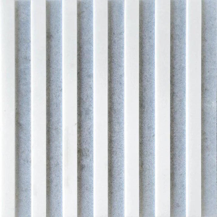 Linear Groove Thassos & Blue Celest Dimensional Marble Mosaic Zicana Boutique - Zicana Boutique - 1