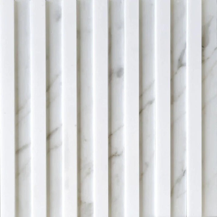 Linear Groove Thassos & Calacatta Dimensional Marble Mosaic Zicana Boutique - Zicana Boutique - 1