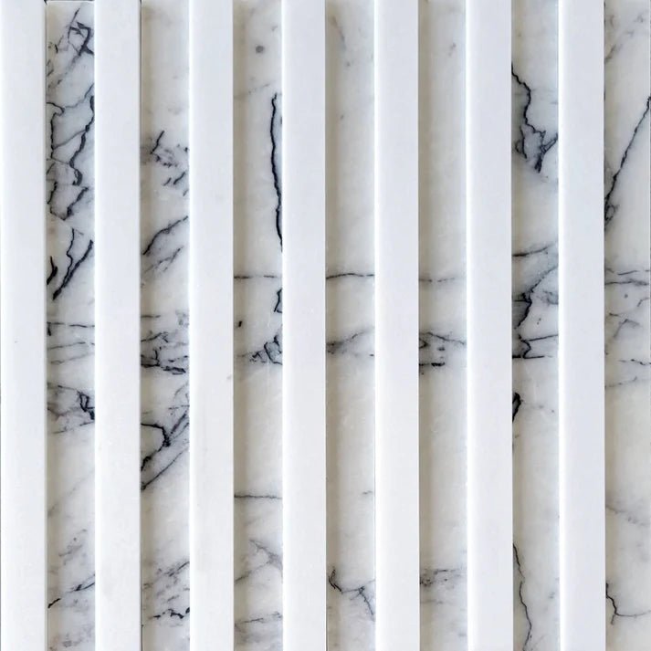 Linear Groove Thassos & Lilac Dimensional Marble Mosaic Zicana Boutique - Zicana Boutique - 1