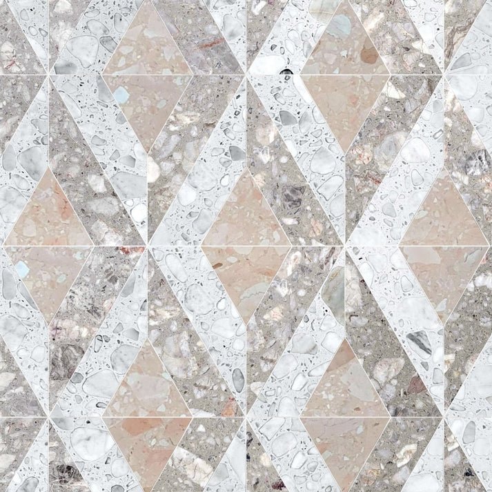 Lucente Rosa Diamond Terrazo Waterjet Mosaic Zicana Boutique - Zicana Boutique - 1