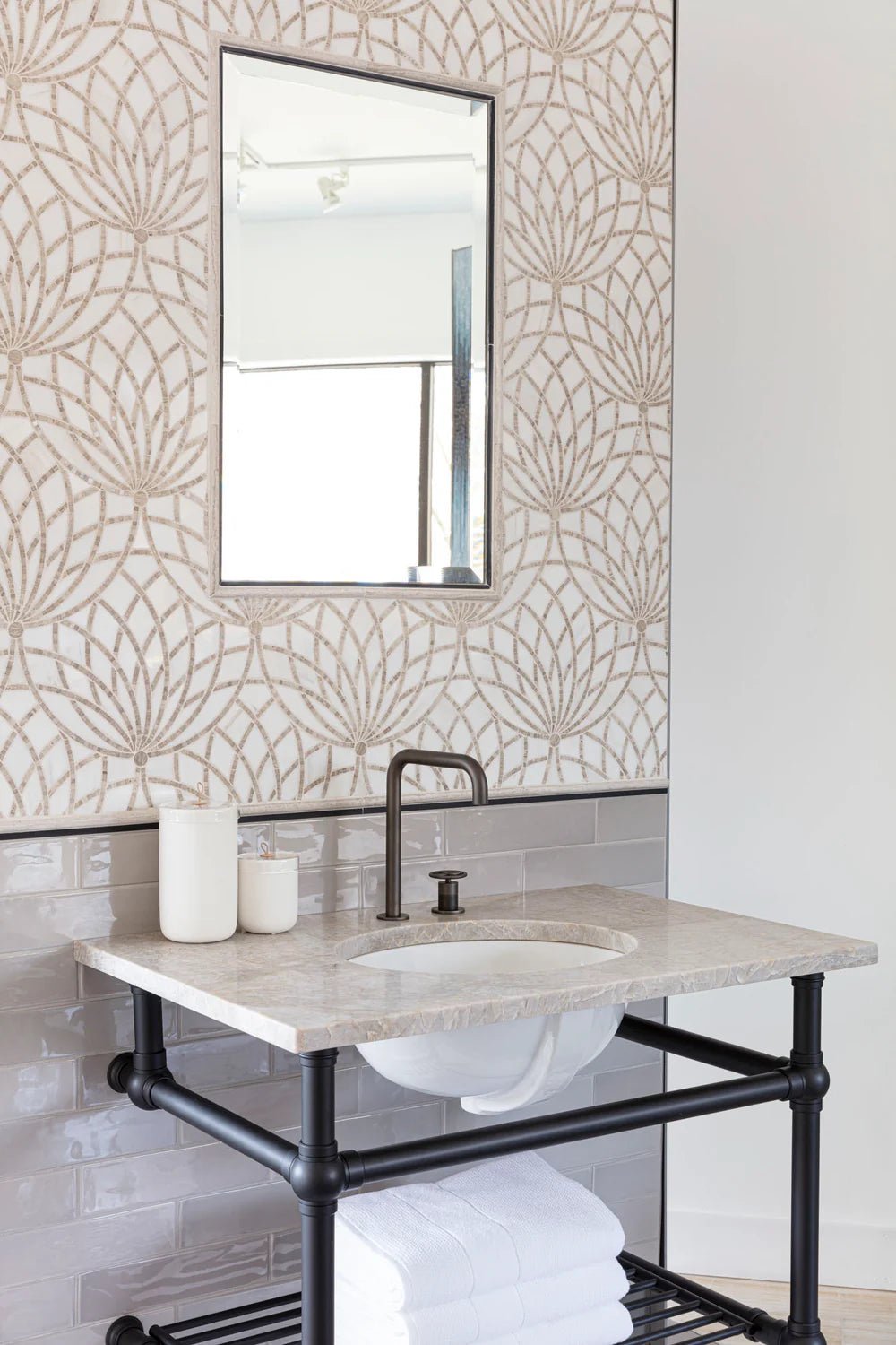 Luxor Bianco Dolomiti Mosaic Artistic Tile - Zicana Boutique - 6