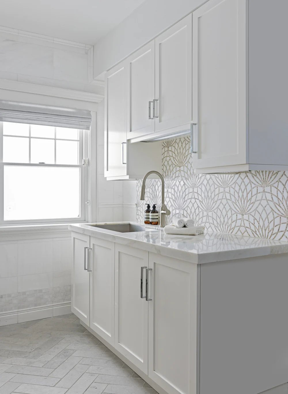 Luxor Bianco Dolomiti Mosaic Artistic Tile - Zicana Boutique - 3
