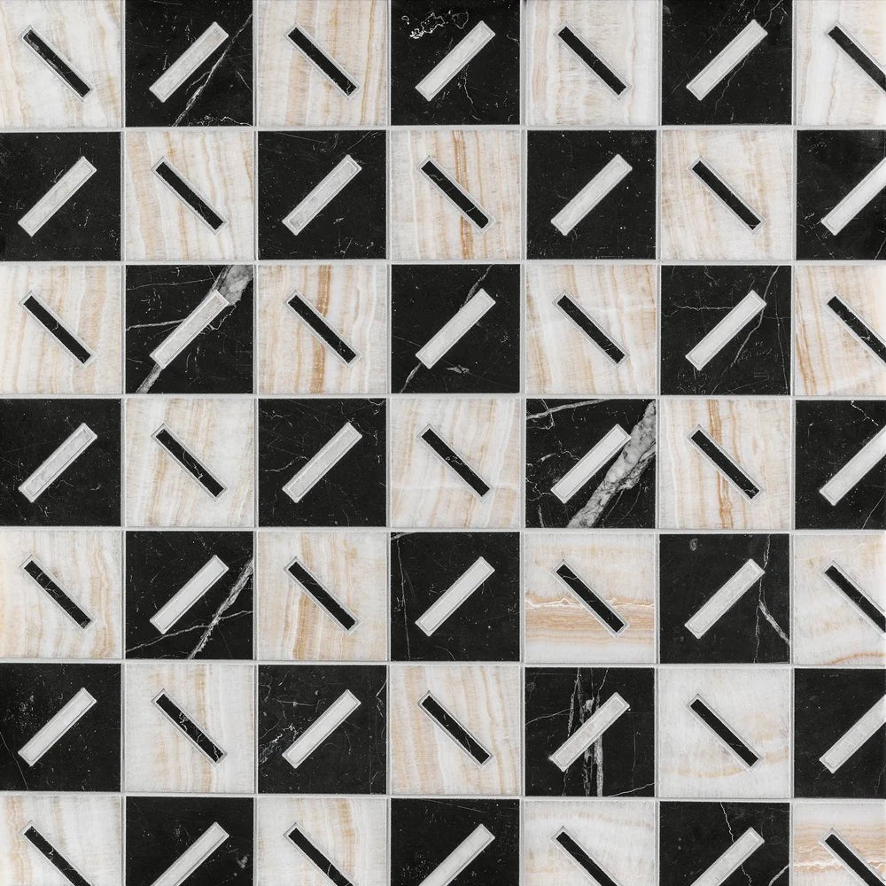 Michelle Gerson Stix Black Waterjet Mosaic Artistic Tile - Zicana Boutique - 1