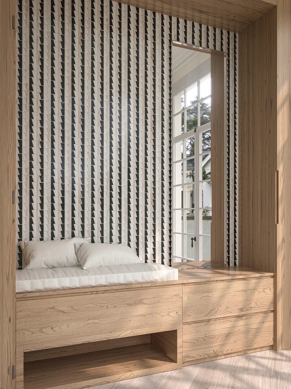 Michelle Gerson Zip Black Waterjet Mosaic Zicana Boutique - Zicana Boutique - 2