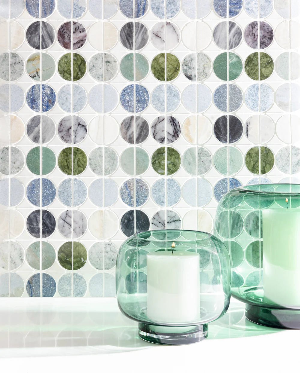 Micro Moons White Waterjet Mosaic Zicana Boutique - Zicana Boutique - 3