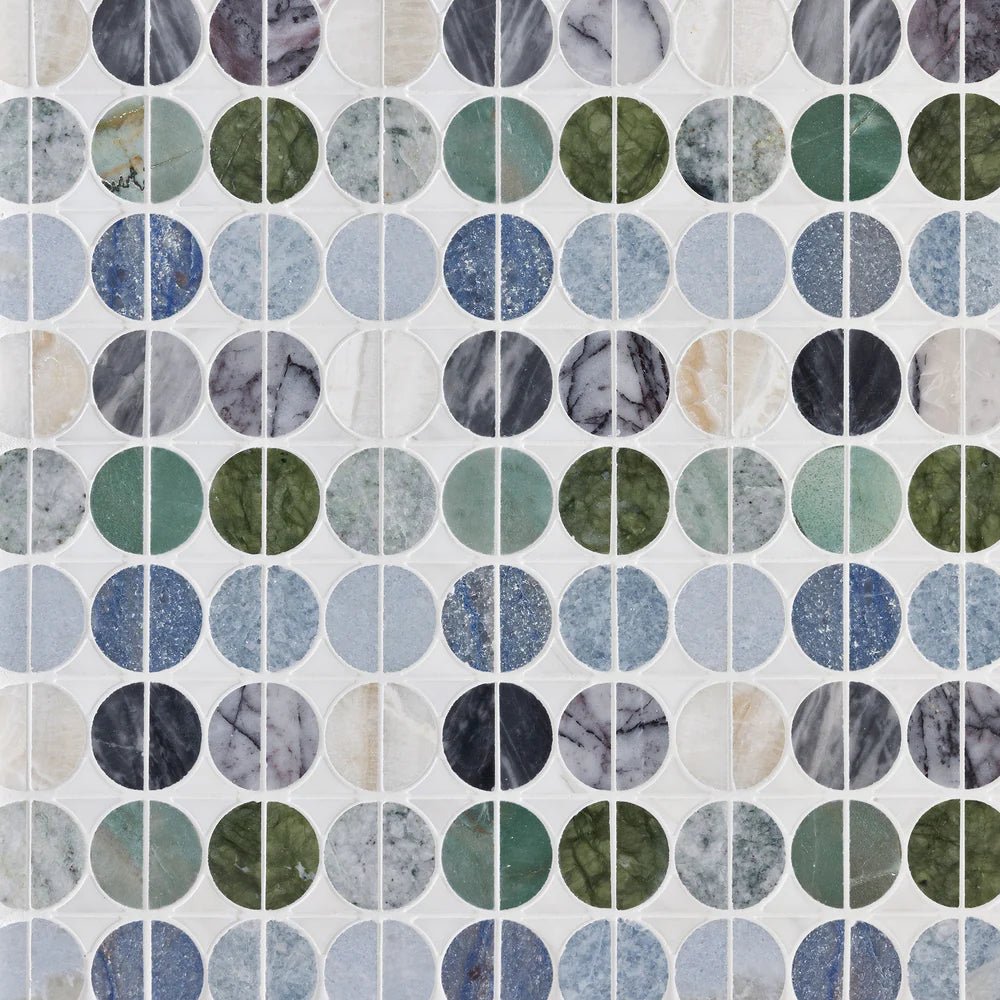 Micro Moons White Waterjet Mosaic Artistic Tile - Zicana Boutique - 1