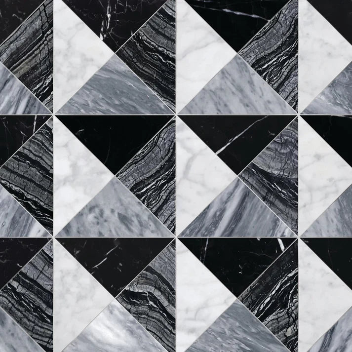 Mireya Noir Triano Marble Waterjet Mosaic Zicana Boutique - Zicana Boutique - 1