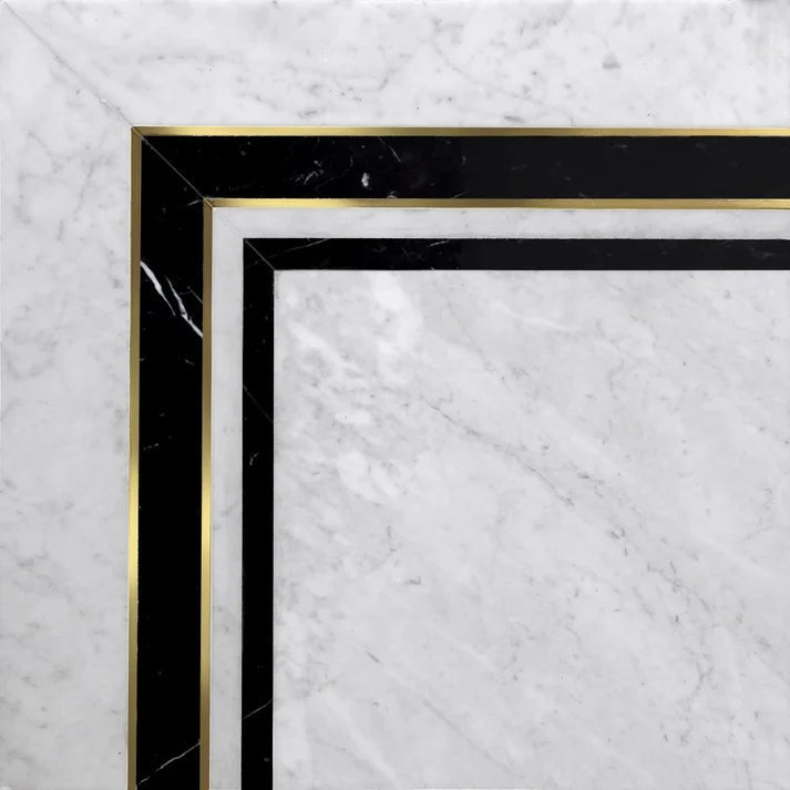 Mirror Angle A Stone & Metal Waterjet Border Zicana Boutique - Zicana Boutique - 1