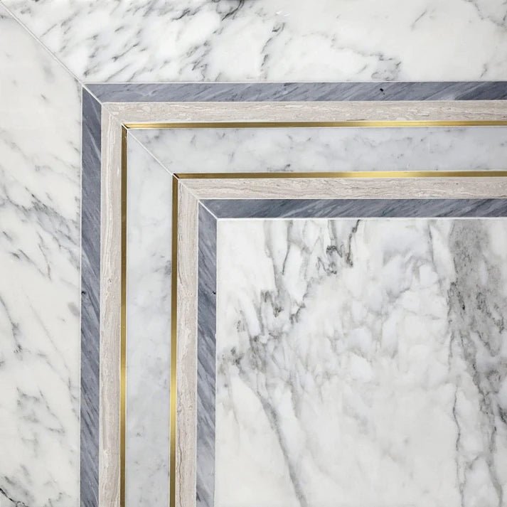 Mirror Angle B Stone & Metal Waterjet Border Zicana Boutique - Zicana Boutique - 1