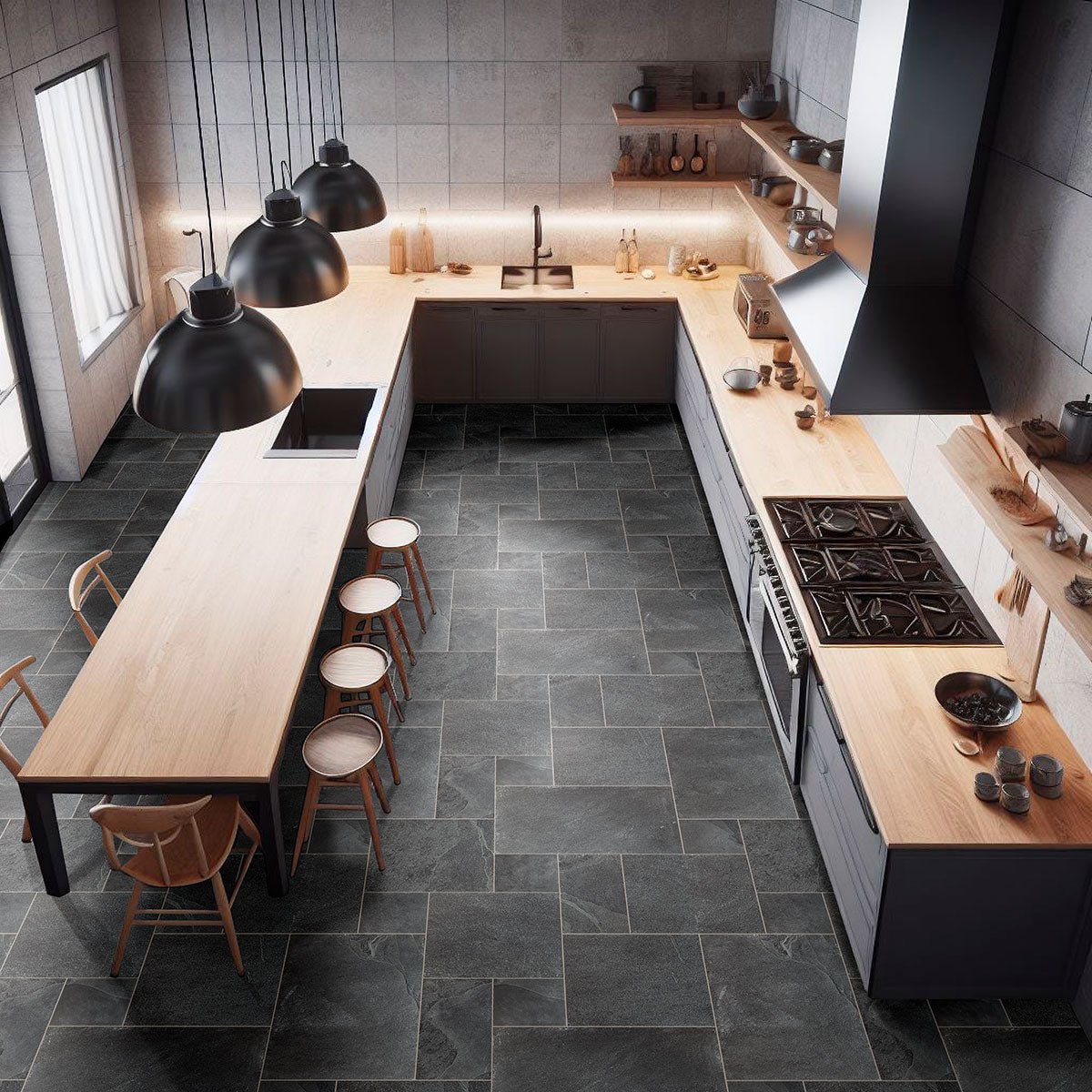 Montauk Black Slate MSI Field Tiles 48" X 48" Kit MSI - Zicana Boutique - 2