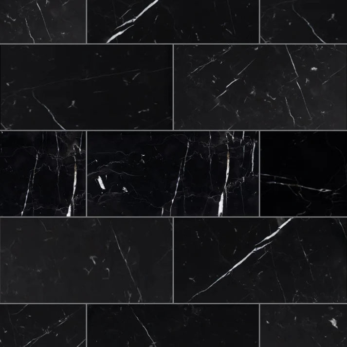 Nero Marquina Marble Field Tile 6''x12'' Zicana Boutique - Zicana Boutique - 1