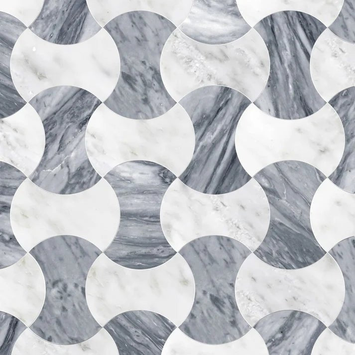 Nodo Bardiglio Geometric Marble Waterjet Mosaic Zicana Boutique - Zicana Boutique - 1