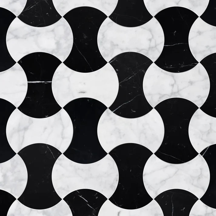 Nodo Marquina Geometric Marble Waterjet Mosaic Zicana Boutique - Zicana Boutique - 1
