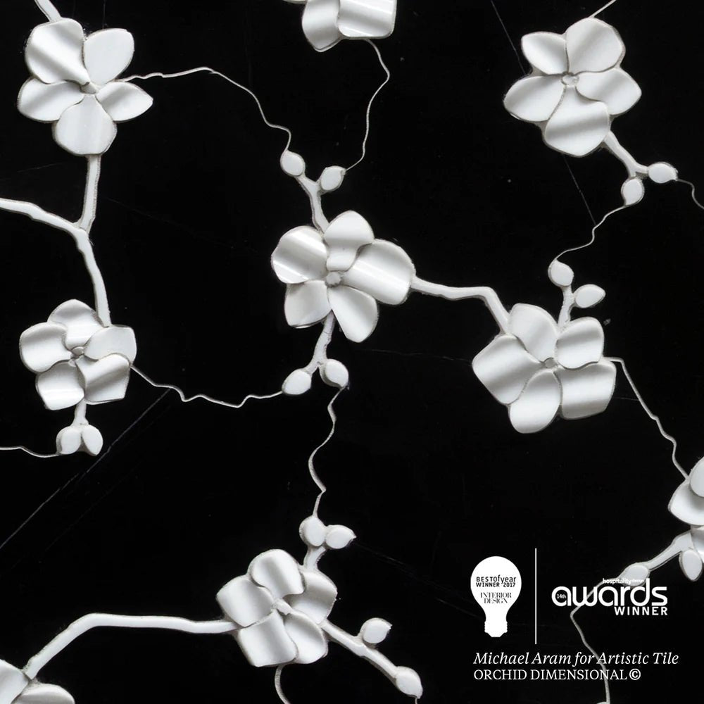 Orchid Dimensional Nero Marble Waterjet Mosaic Zicana Boutique - Zicana Boutique - 1