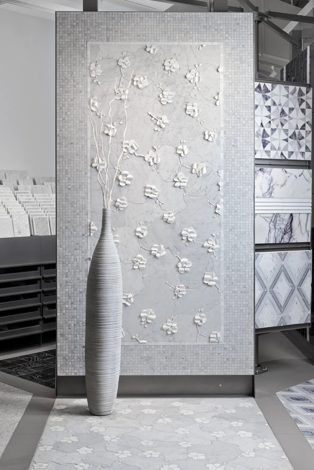 Orchid Flat Bianco Carrara Marble Waterjet Mosaic Artistic Tile - Zicana Boutique - 3