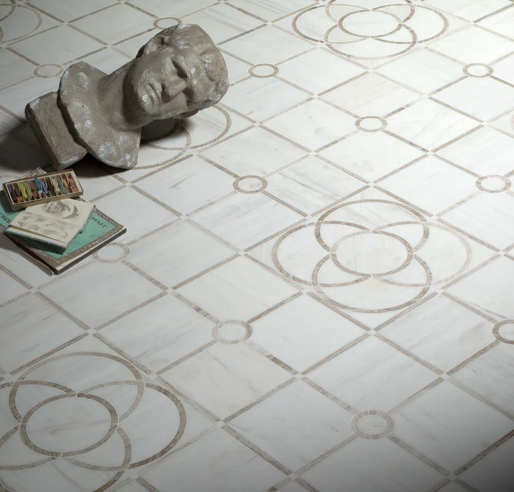 Pantheon X Bianco Dolomiti Waterjet Mosaic Artistic Tile - Zicana Boutique - 4