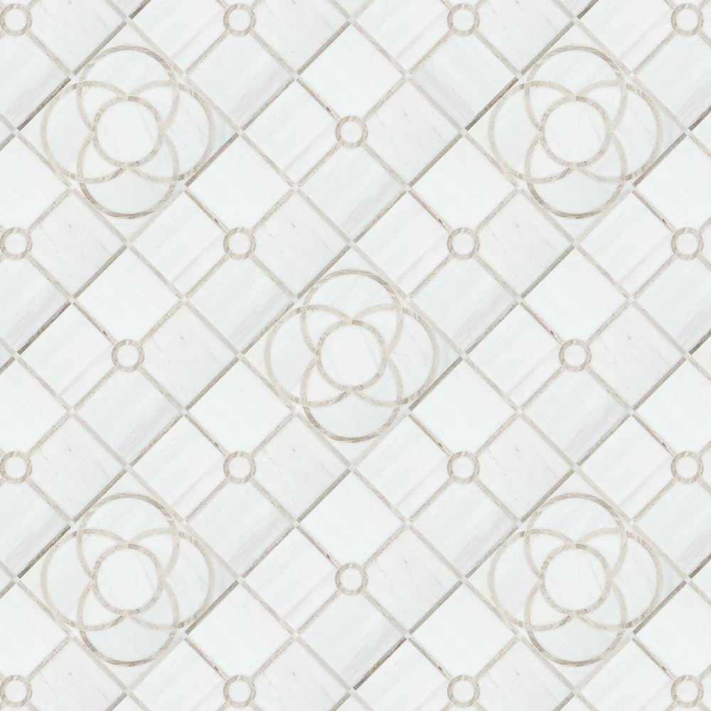 Pantheon X Bianco Dolomiti Waterjet Mosaic Artistic Tile - Zicana Boutique - 5