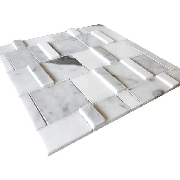 Pearl 3D BlockWeave Marble Mosaic Tile Zicana Boutique - Zicana Boutique - 2