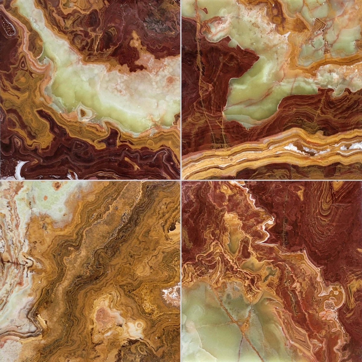 Red Multi Color Polished Onyx Field Tile 12''x12''x3/8'' Zicana Boutique - Zicana Boutique - 1