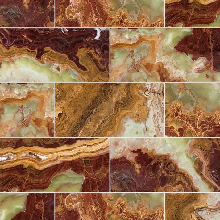 Red Multi Color Polished Onyx Field Tile 6''x12'' Zicana Boutique - Zicana Boutique - 1