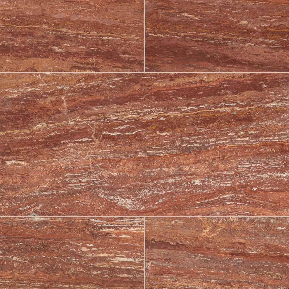 Red Travertine Travertine Tile 12" x 24" Artistic Tile - Zicana Boutique - 1