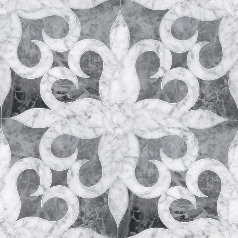 Rivera Cloud Ornamental Arabesque Marble Waterjet Mosaic Zicana Boutique - Zicana Boutique - 1