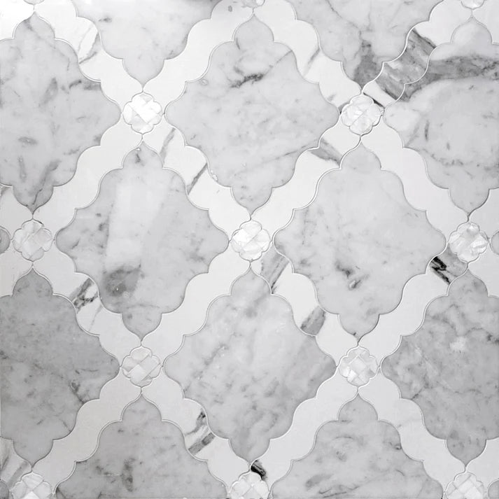 Rivera Grigio Path Arabesque Marble Waterjet Mosaic Zicana Boutique - Zicana Boutique - 1