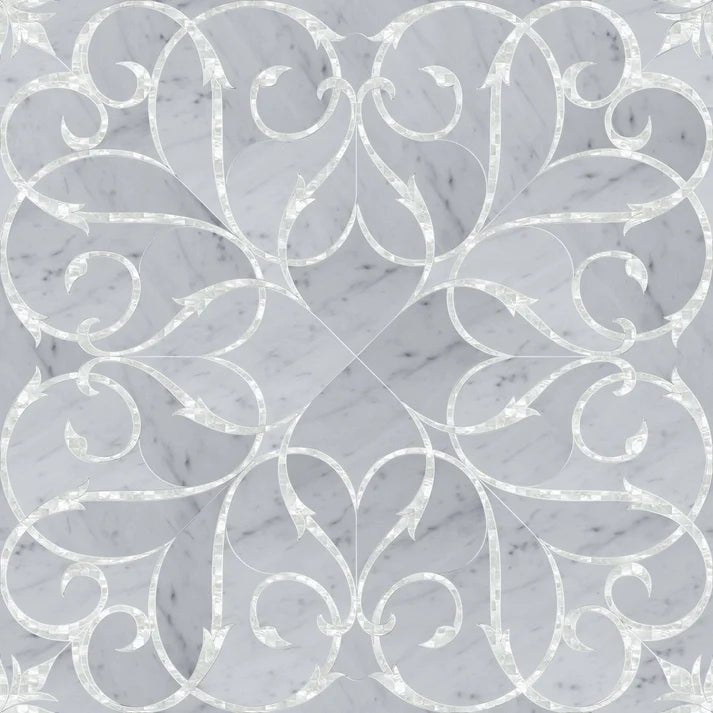 Rivera Marbella Ornamental Marble Pearl Shell Waterjet Mosaic Zicana Boutique - Zicana Boutique - 1