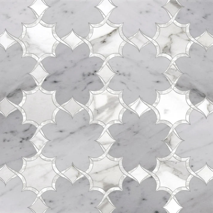 Rivera Propia Pearl Arabesque Marble Waterjet Mosaic Zicana Boutique - Zicana Boutique - 1