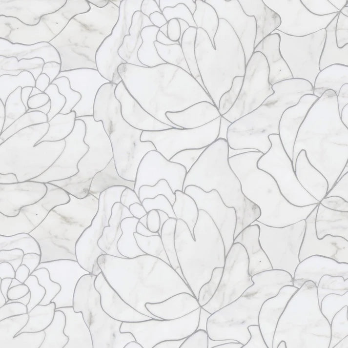 Rosetta Ice Flower Marble Waterjet Mosaic Zicana Boutique - Zicana Boutique - 1
