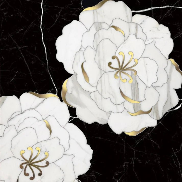 Rosetta Loft Noir Marble Waterjet Mosaic Zicana Boutique - Zicana Boutique - 1