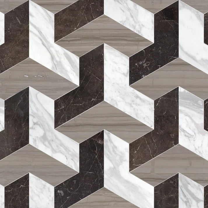 Ruby Elis Maroon Marble Waterjet Mosaic Zicana Boutique - Zicana Boutique - 1