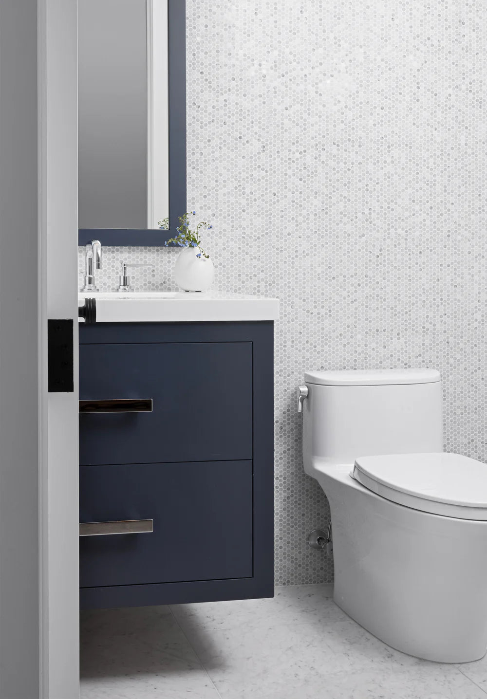 Studs Bianco Carrara Marble Mosaic Zicana Boutique - Zicana Boutique - 2