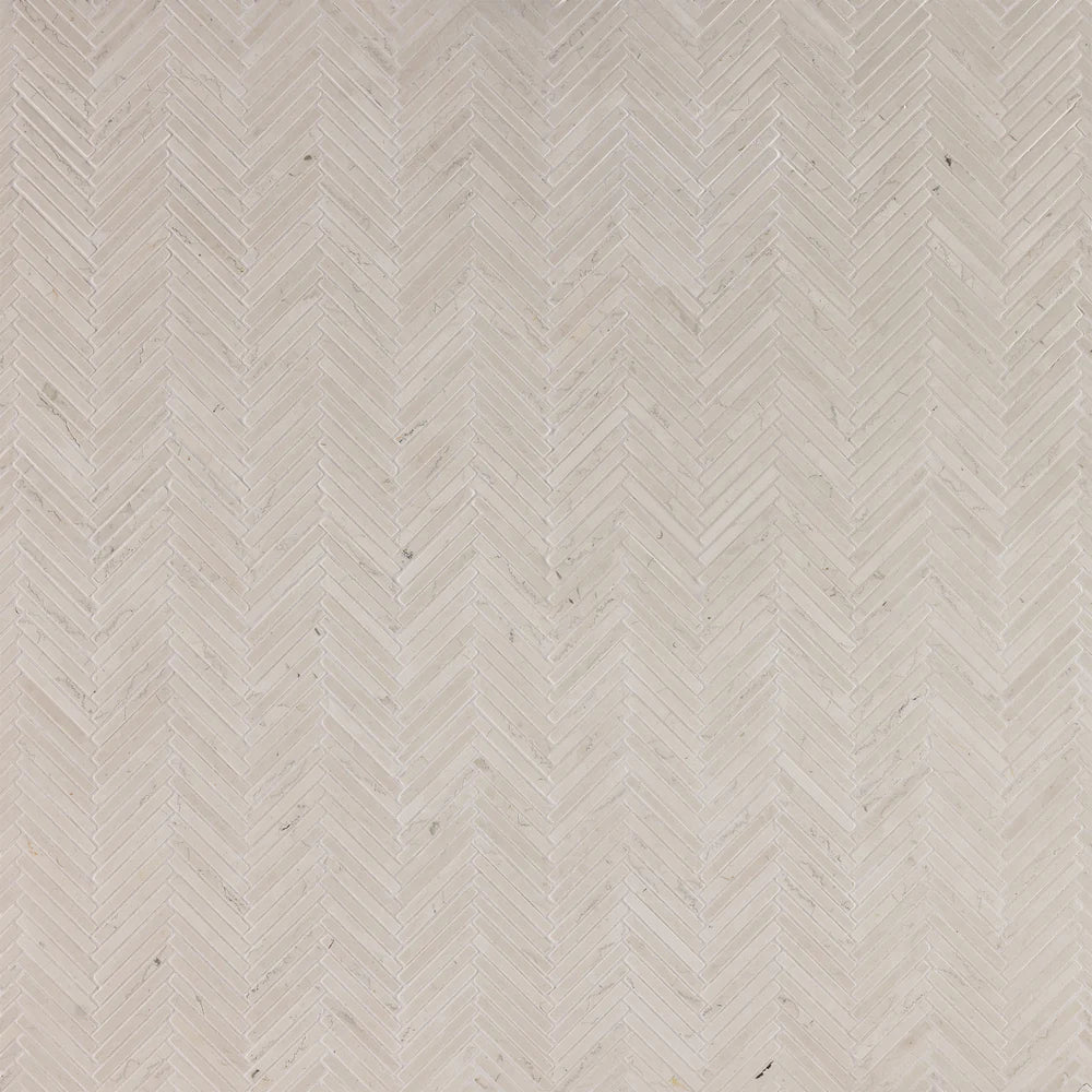 Thin Herringbone Bianco Antico Marble Mosaic Zicana Boutique - Zicana Boutique - 1