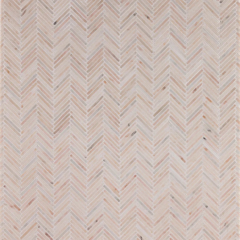 Thin Herringbone Rosa Portogallo Marble Mosaic Zicana Boutique - Zicana Boutique - 1
