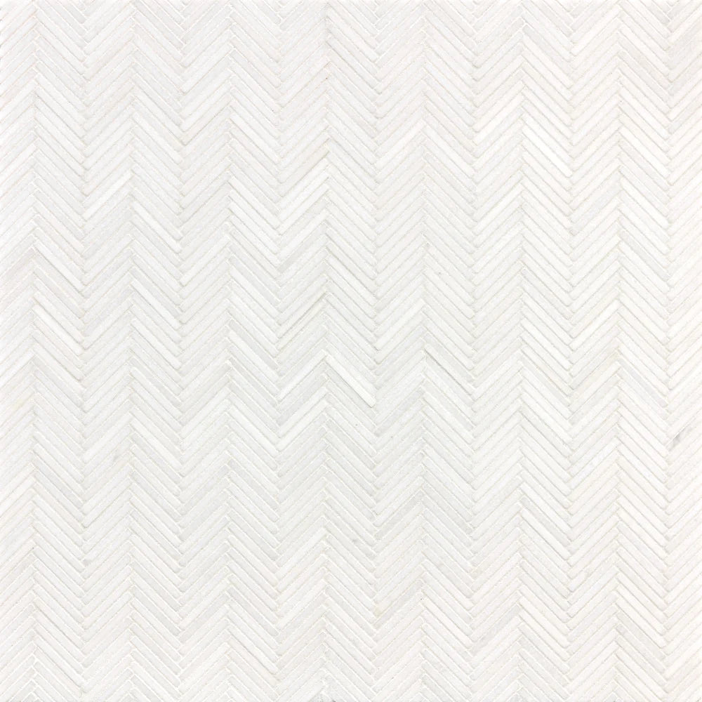 Thin Herringbone Thassos Marble Mosaic Zicana Boutique - Zicana Boutique - 1
