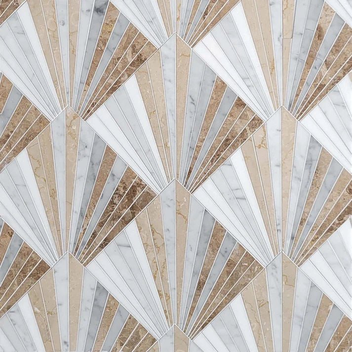 Tonal Marquet Diamond Cafe Marble Waterjet Mosaic Zicana Boutique - Zicana Boutique - 1