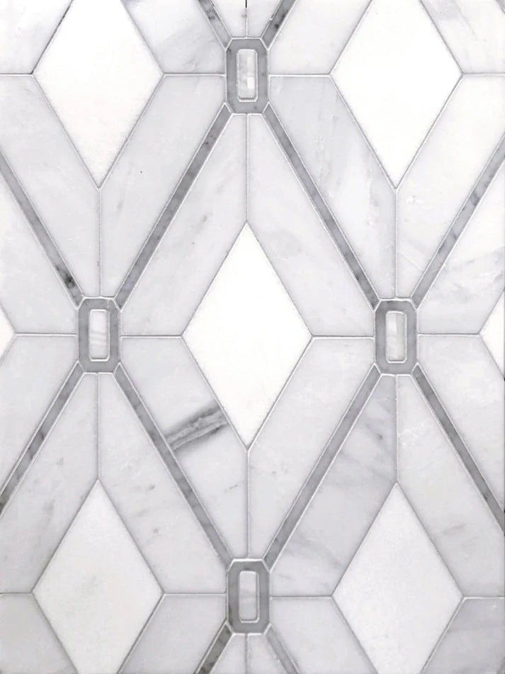 Transia Galia Diamond Marble & Pearl Shell Waterjet Mosaic Zicana Boutique - Zicana Boutique - 1