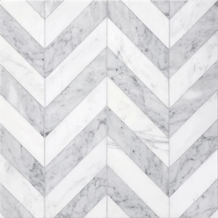 Transia Laurent Chevron Marble Waterjet Mosaic Zicana Boutique - Zicana Boutique - 1